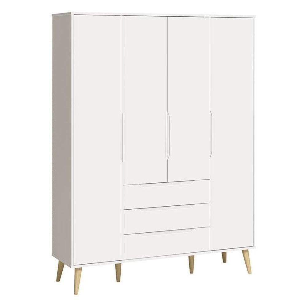 Guarda Roupa Infantil Retrô Elfe Branco Acetinado Natural - Reller