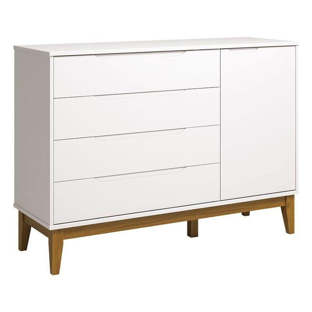 Cômoda Com Porta Classic Elfe Branco Acetinado Amadeirado - Reller