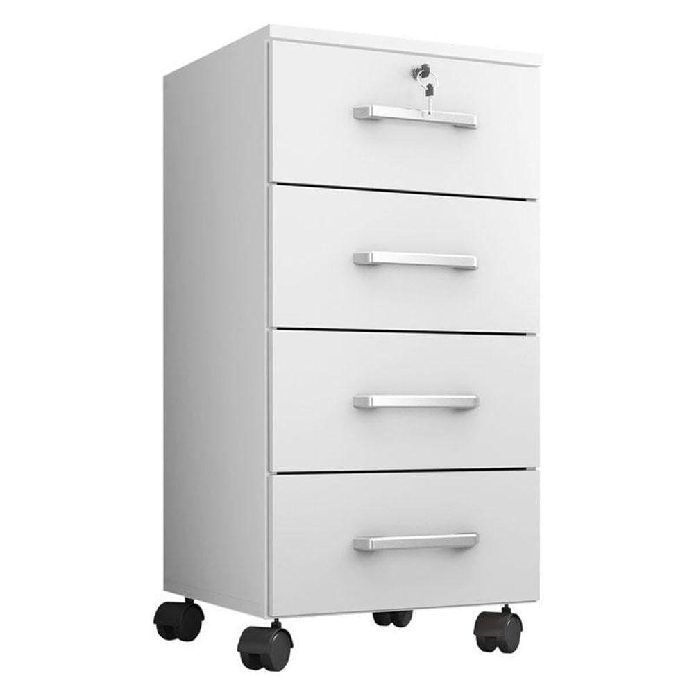 Gaveteiro Gávea Com Chave 4 Gavetas Branco Fosco - Móveis Leão