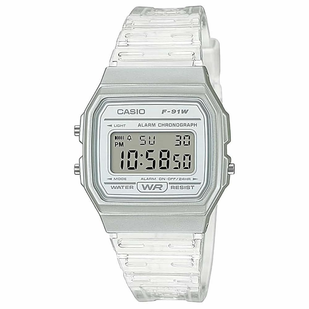 Relógio Casio Feminino Ref: F-91ws-7df Vintage Digital Transparente