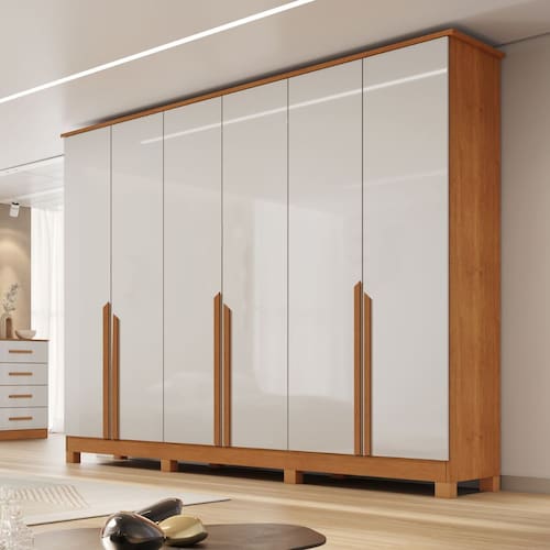 imagem-Guarda Roupa Casal 6 Portas com Pés em MDF Bianca Bianchi - Off White 