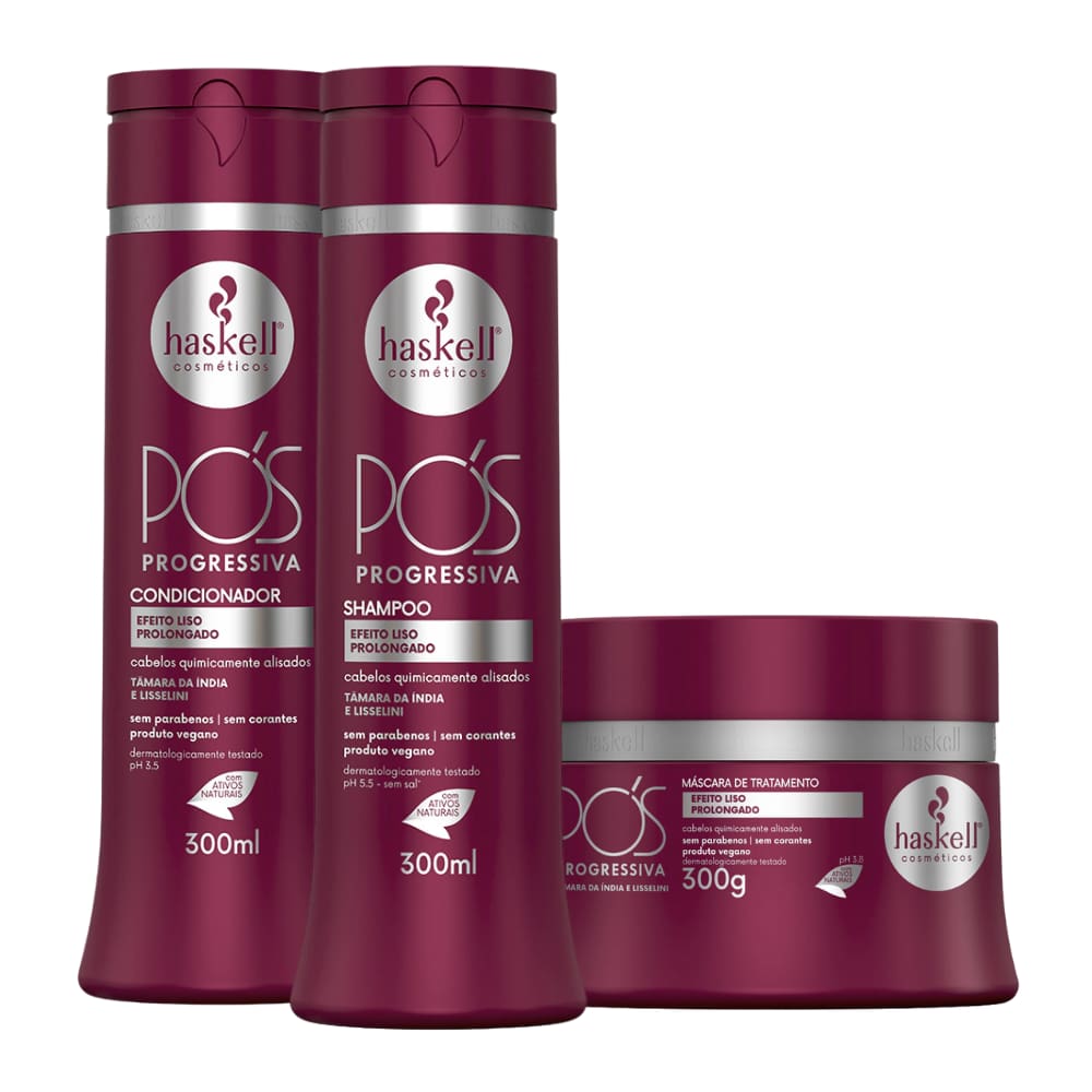 Kit Pós Progressiva Haskell Shampoo + Condicionador + Máscara 300ml/g
