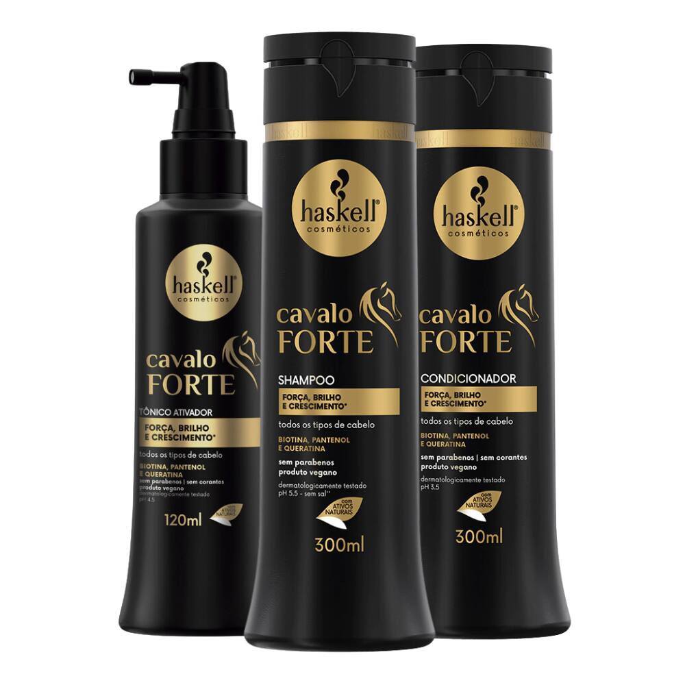 Kit Cavalo Forte Haskell Sh, Cond 300ml e Tônico 120ml