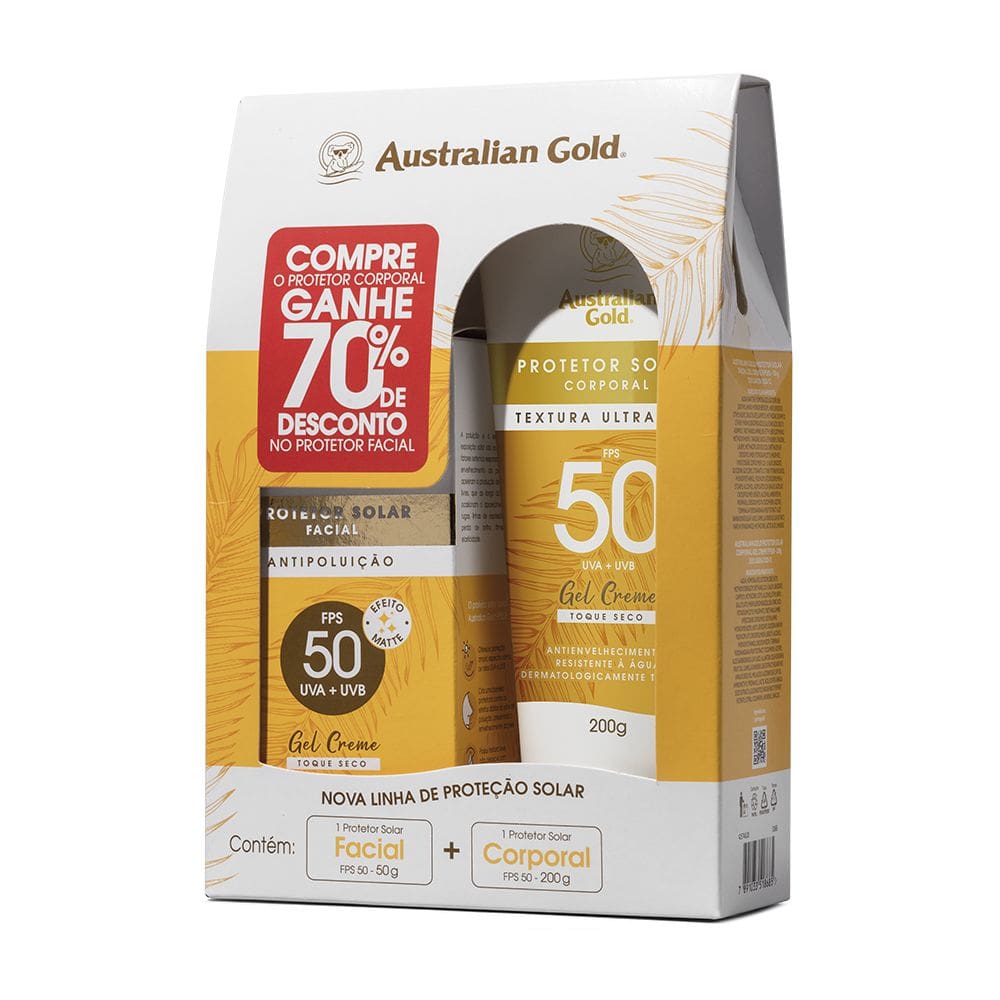 Kit Protetor Solar Australian Gold Facial e Corporal FPS50