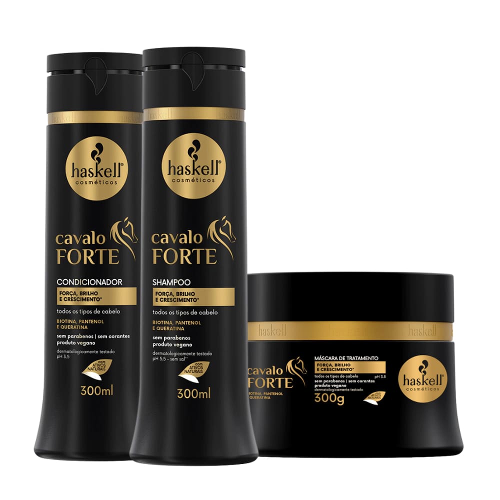Shampoo, Condicionador e Máscara Cavalo Forte Haskell 300ml