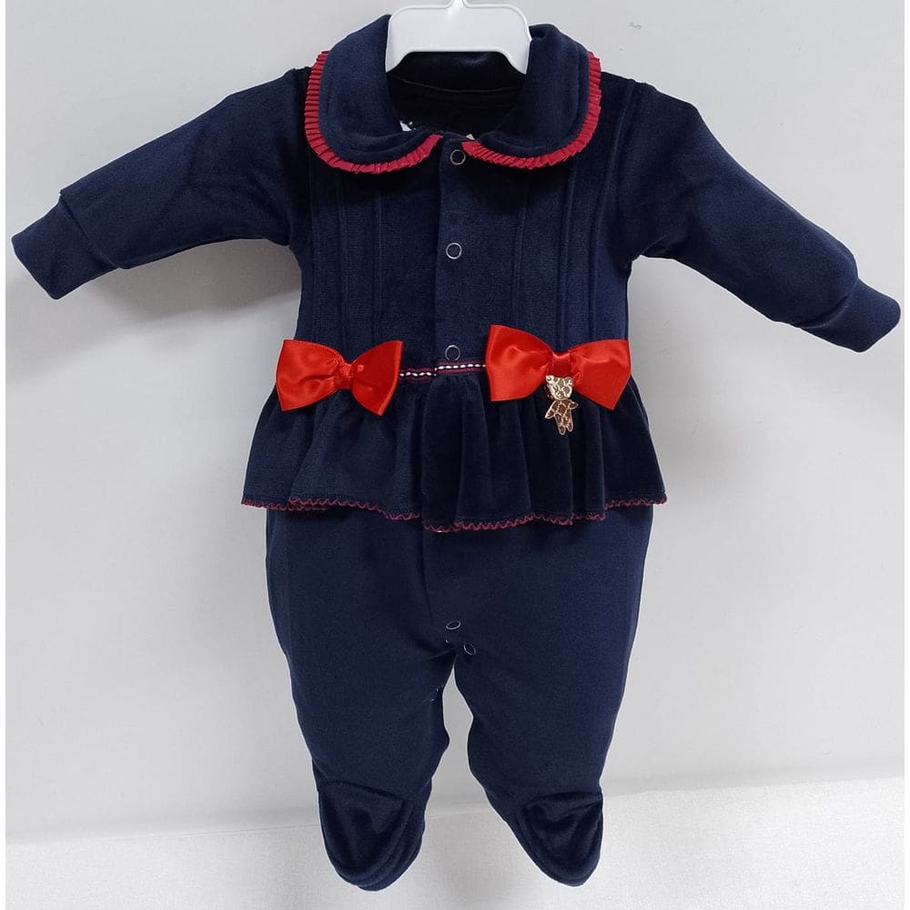 Macacão Plush Luxo Bebê Menina Lacinho Inverno Lessa B9051
