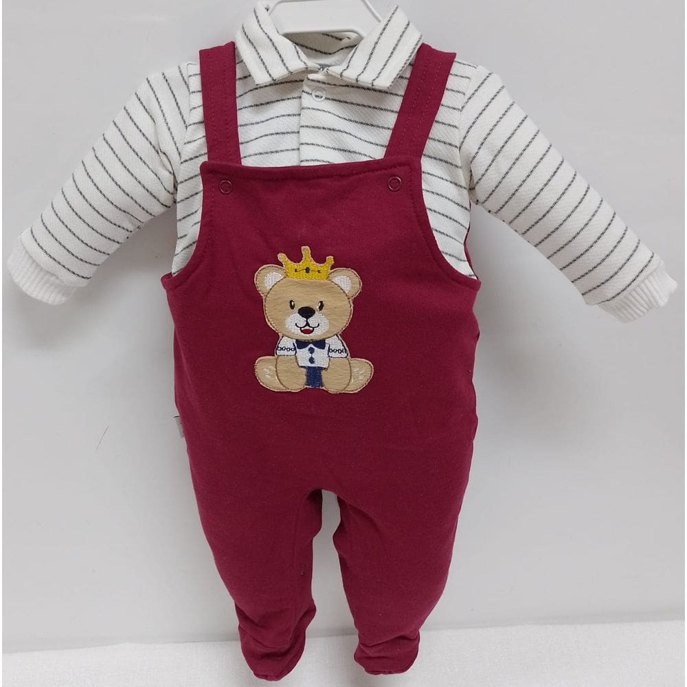 Macacão Longo Moletino Luxo Bebê Menino Bordado Zafielo 608