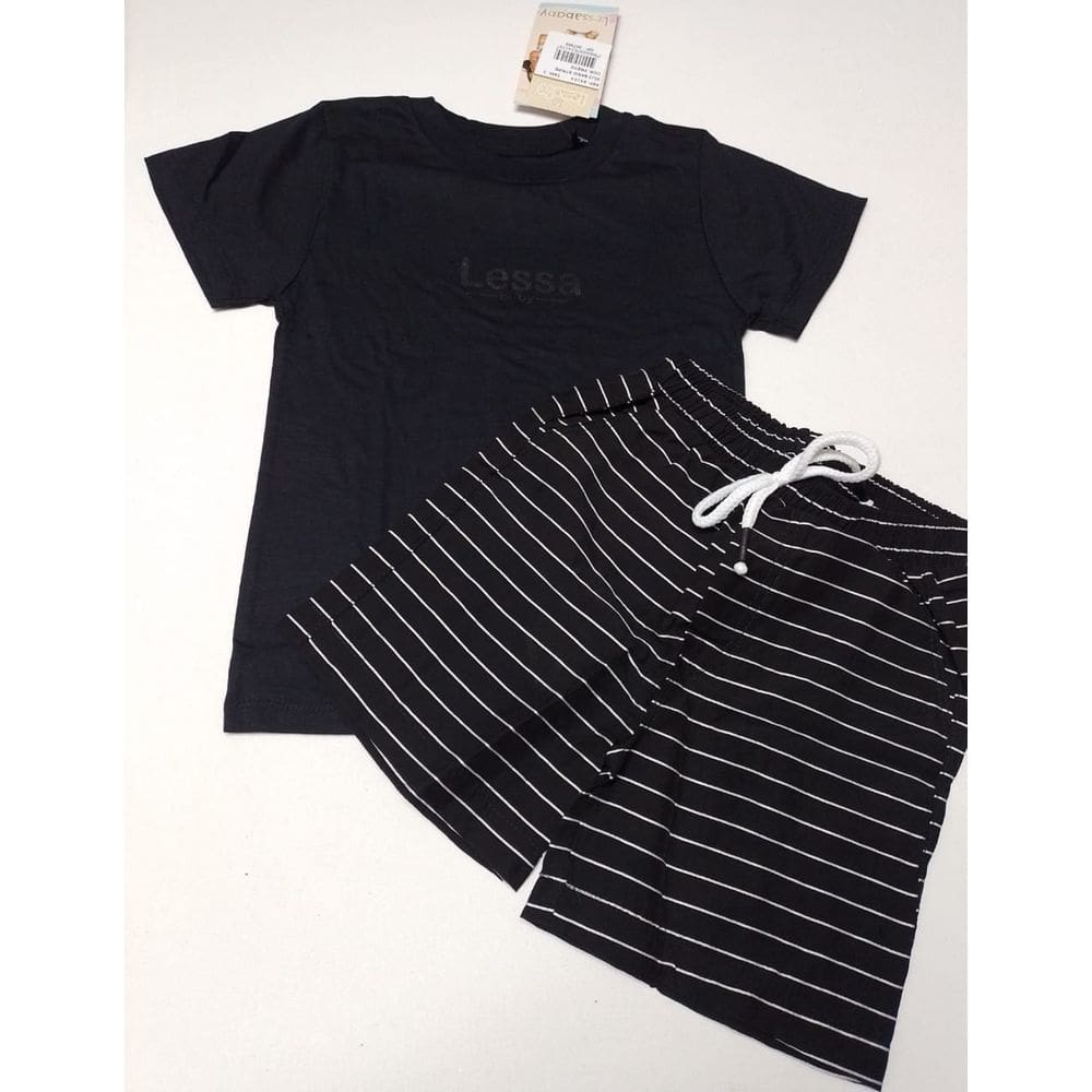 Conjunto Luxo Menino Camisa Algodão Bermuda Lessa Kids B9184