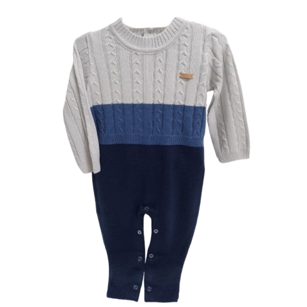 Macacão Longo Bebe Menino Malha Tricot Luxo Paraiso Rf 16105