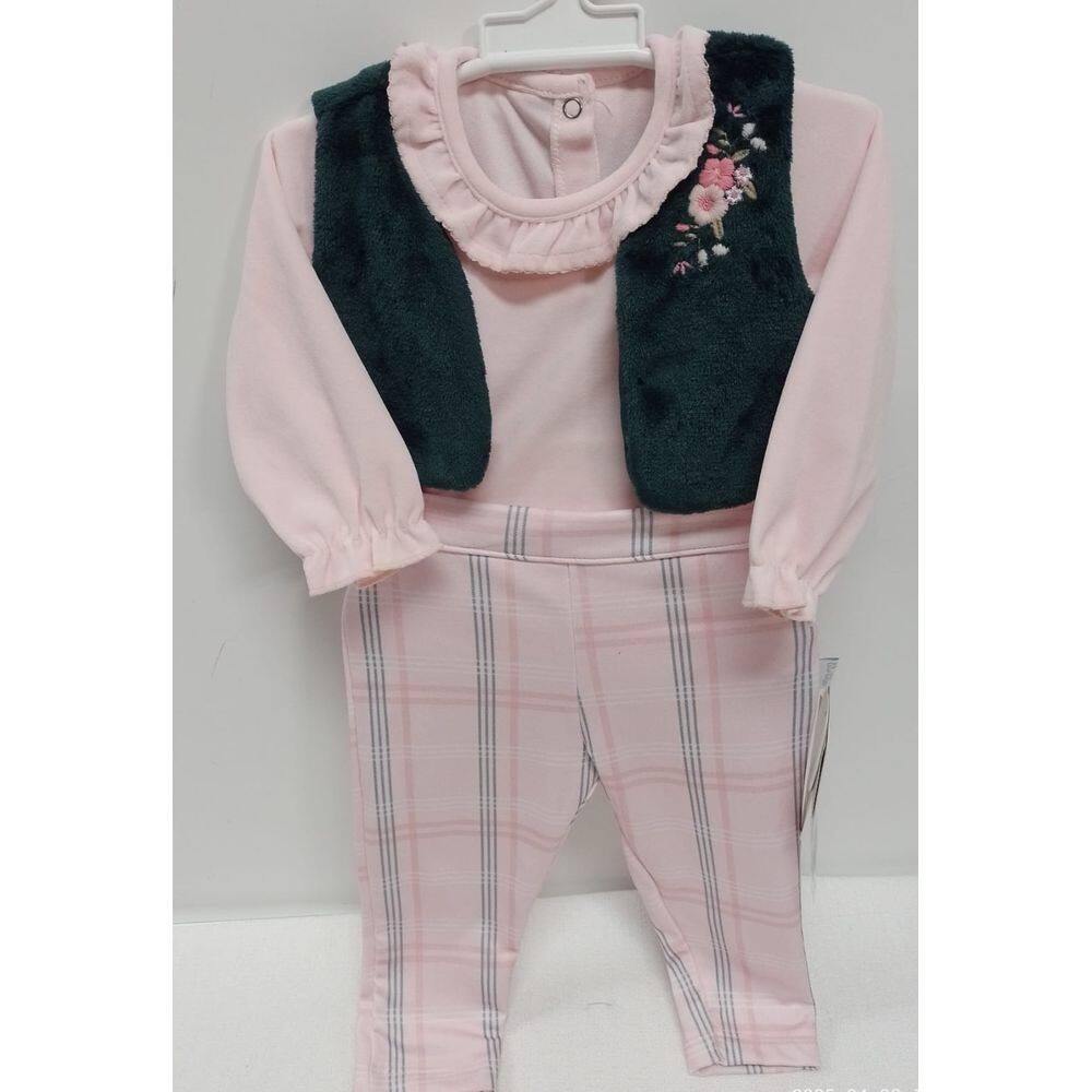 Conjunto Bebê Menina Body Calça Colete Inverno Paraiso 14651