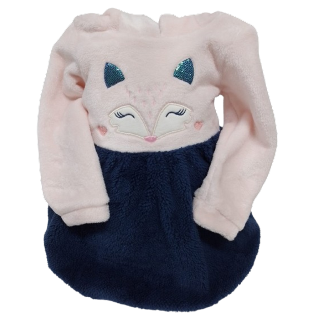 Vestido Inverno Infantil Menina Pelo Bordado Paraiso 14820