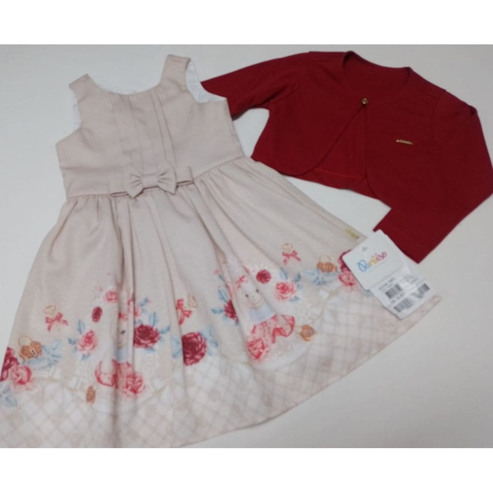 Vestido Estampado + Bolero Luxo Menina Paraiso 14829