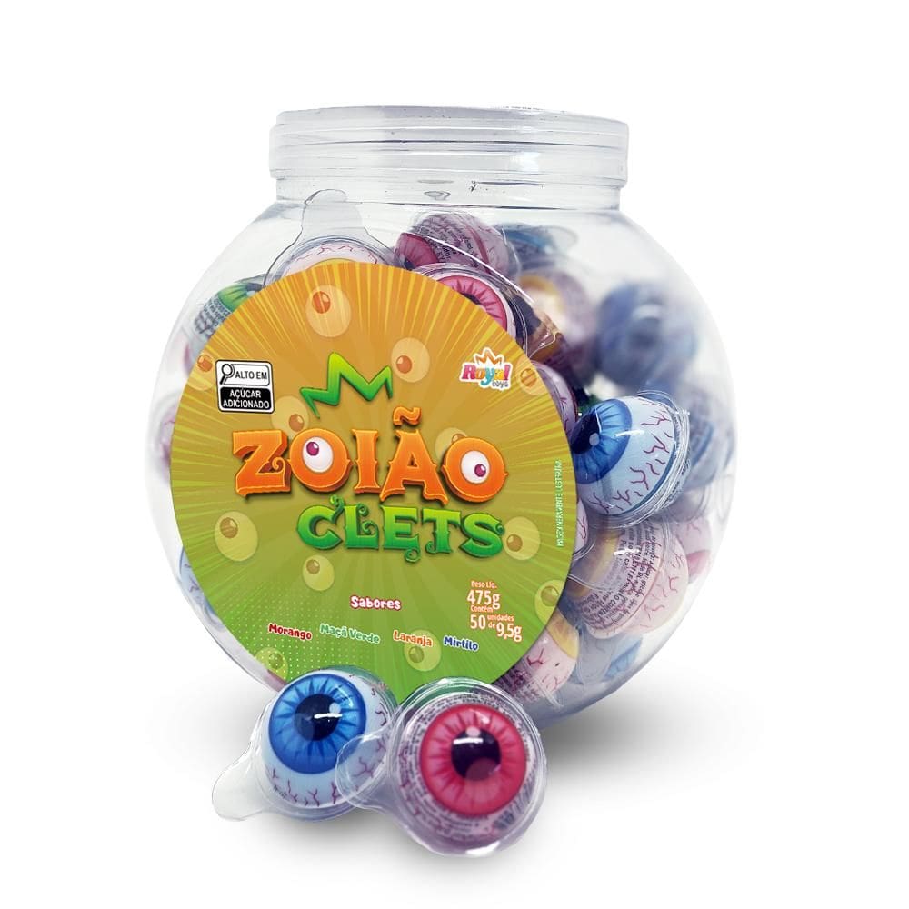 Chiclete Zoião Clets Olhos Sabor diverso - 50 Unidades