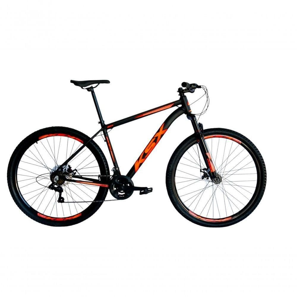 Bicicleta Aro 29 Ksx Sd7 21v Cabos Internos Alumínio Freios A Disco Garfo Suspensão Preto Laranja Tamanho 17