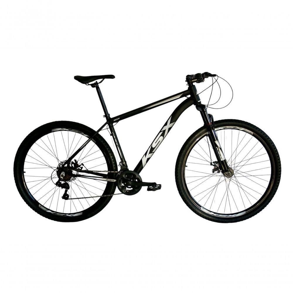 Bicicleta Aro 29 Ksx Sd7 21v Cabos Internos Alumínio Freios A Disco Garfo Suspensão Preto Prata Tamanho 21
