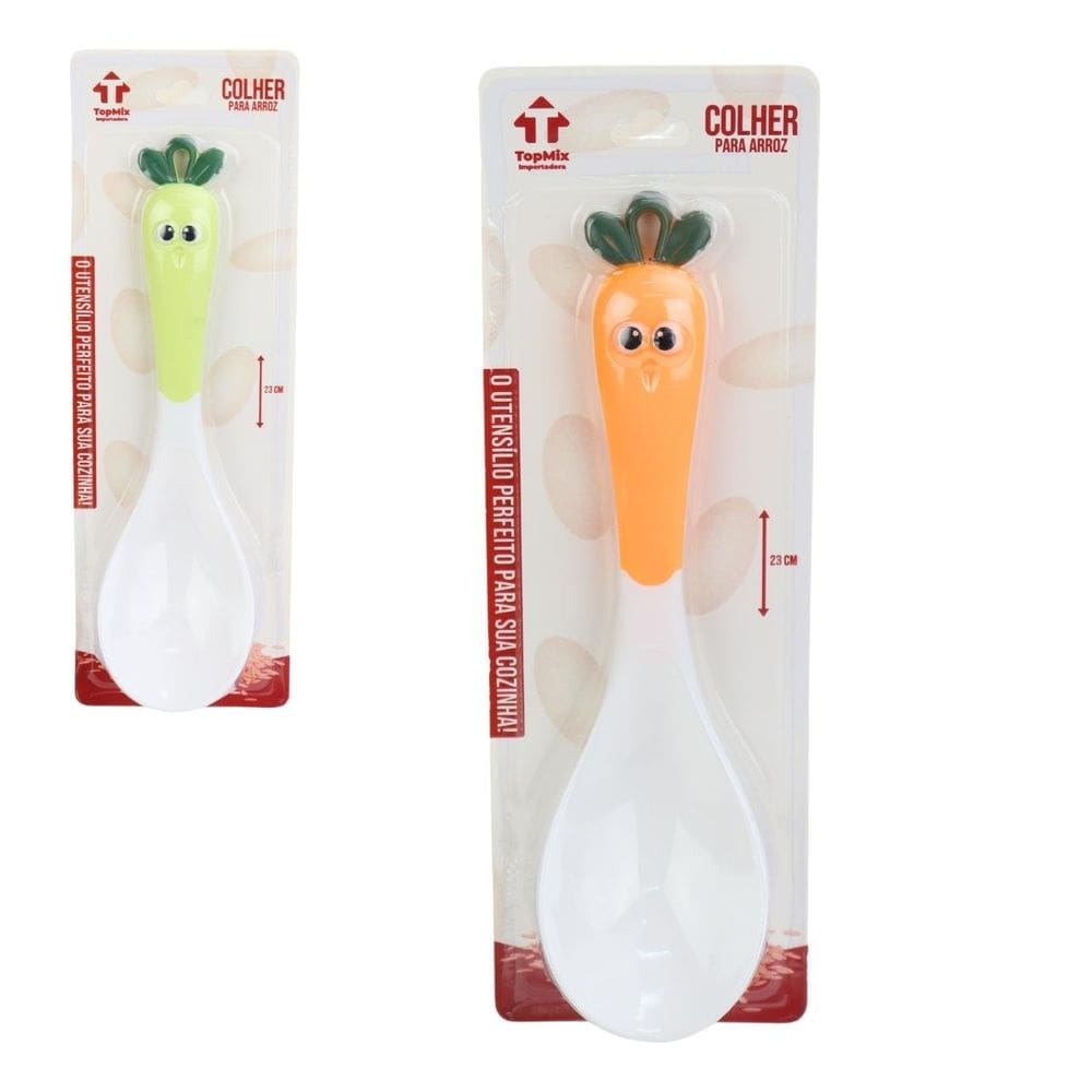 Colher de Arroz Plástico 23cm Legumes diversos - Tudo em Caixa