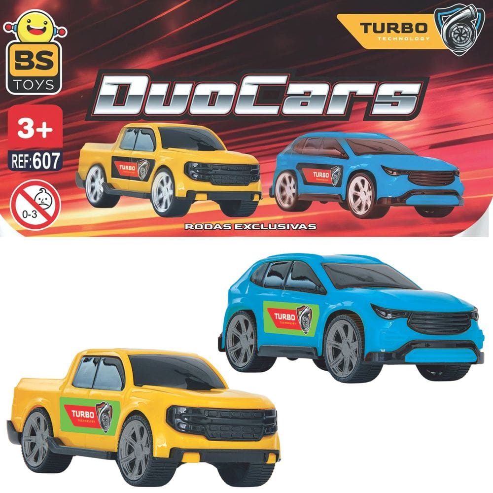 Kit 02 Mini Carrinhos Duo Cars Roda Livre 13cm Briquedos - BS Toys