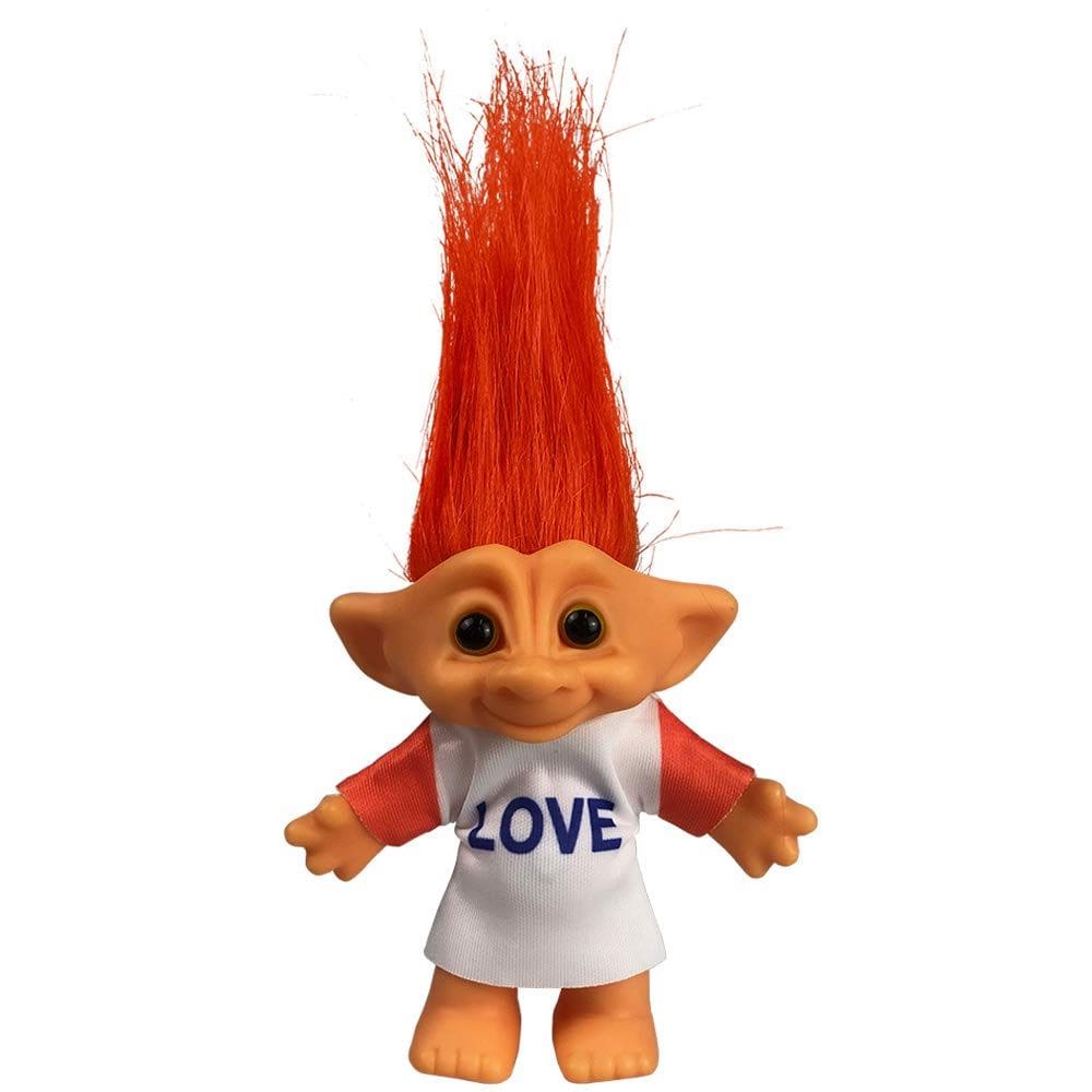 Boneca Troll Yintlilocn Vintage de 7,5 polegadas com cabelo laranja