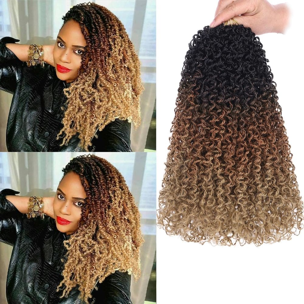 Crochet Hair Unionbeauty Yanky Twist 14 polegadas Ombre Brown