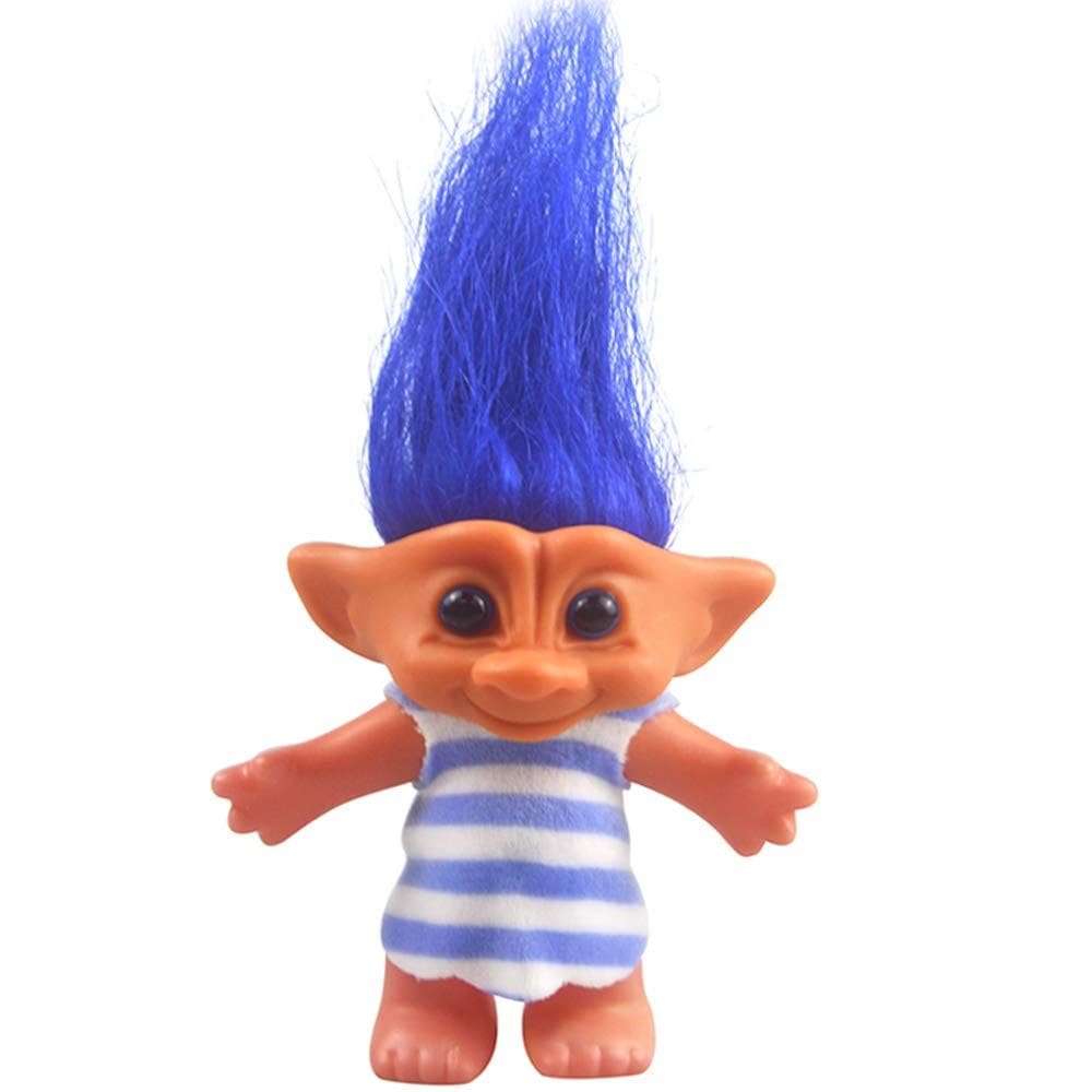 Boneca Troll Yintlilocn Lucky Vintage de 7,5 polegadas com cabelo azul