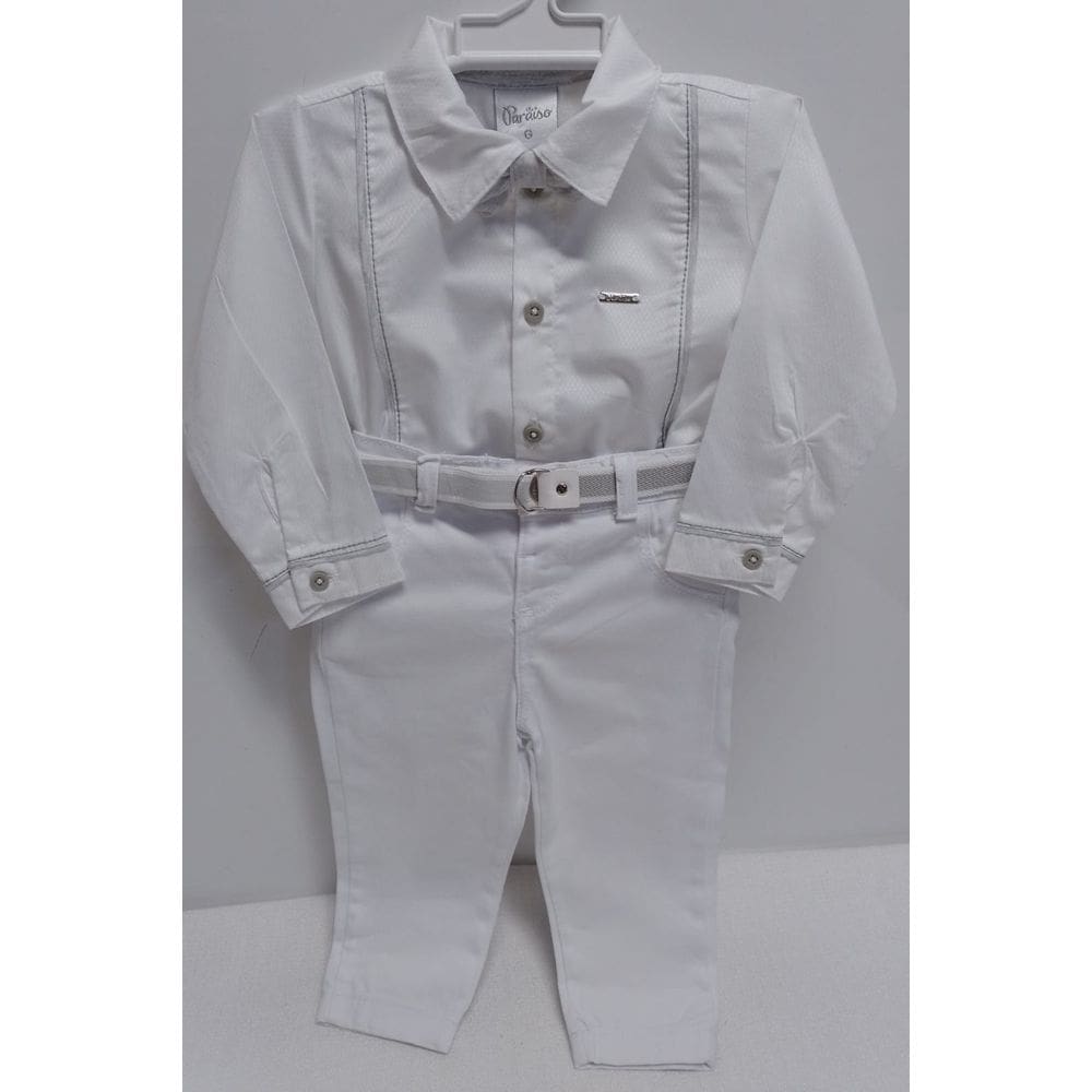 Conjunto Luxo Bebê Menino Body Calça Batizado Paraiso 14663