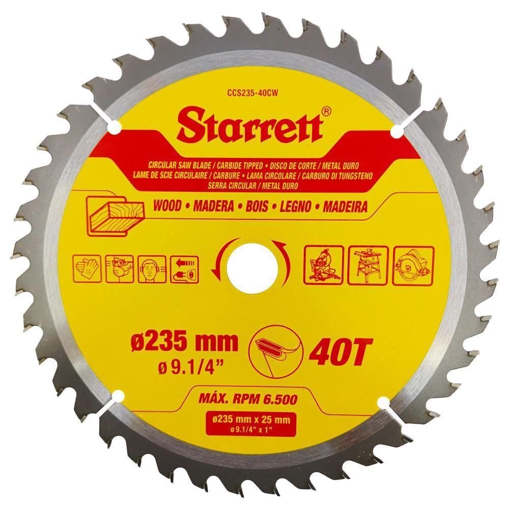 Lâmina De Serra Circular Md Para Madeira 235Mm 40D Starrett