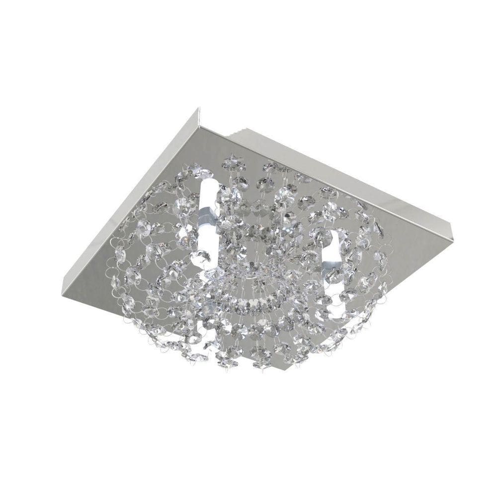 Plafon Lustre De Cristal Quadrado 23Cm Lavabo Hall Loft
