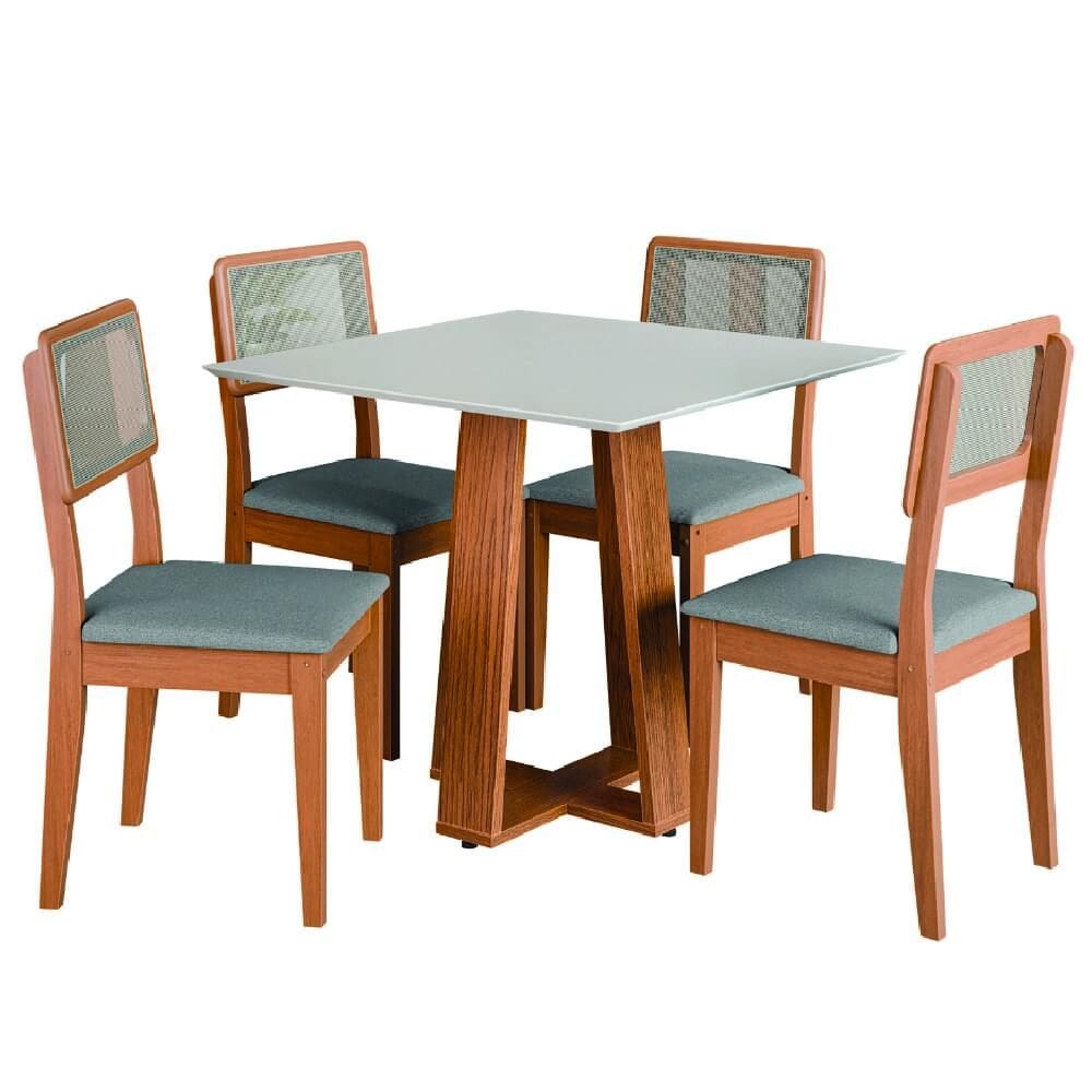 Conjunto Sala de Jantar Mesa Athenas Quadrada 4 Cadeiras Santiago Dobuê