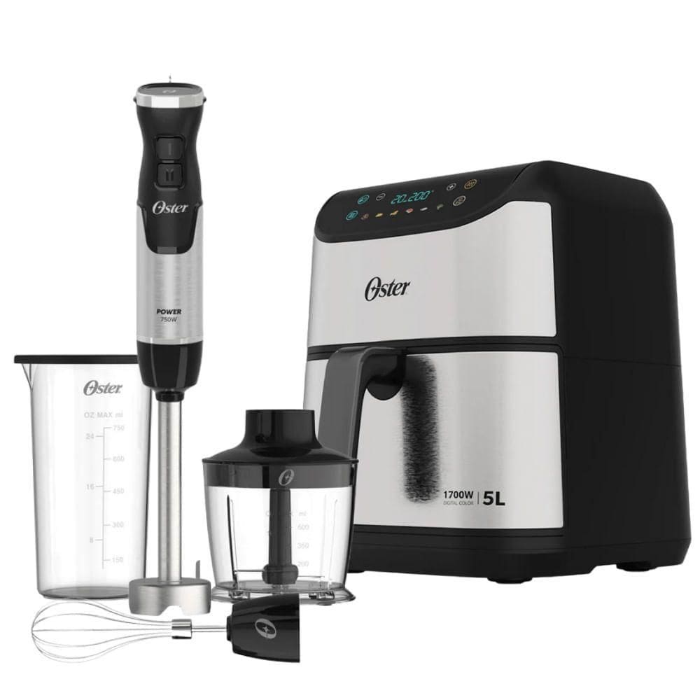 Kit Mixer Power 3 Em 1 E Fritadeira Inox Digital 5L Oster 220V