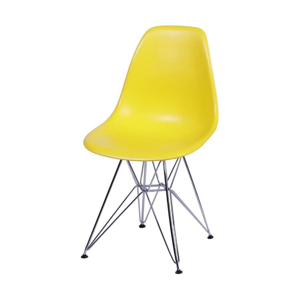 Cadeira Boxbit Dkr Eames Base Cromada Amarela