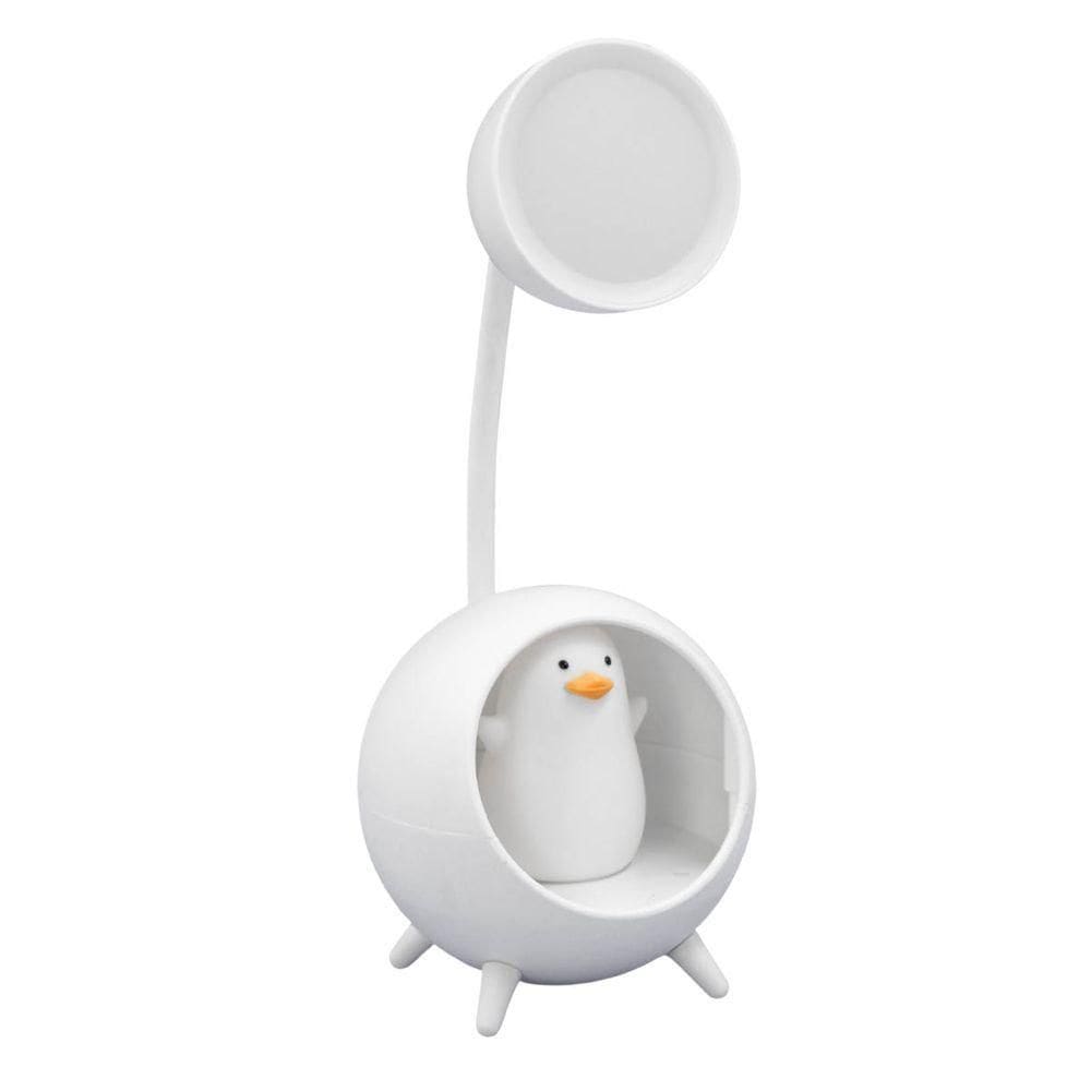 Luminaria De Mesa Decorativa Usb Portatil Articulavel Abajur Para Leitura Estudo Patinho Branco