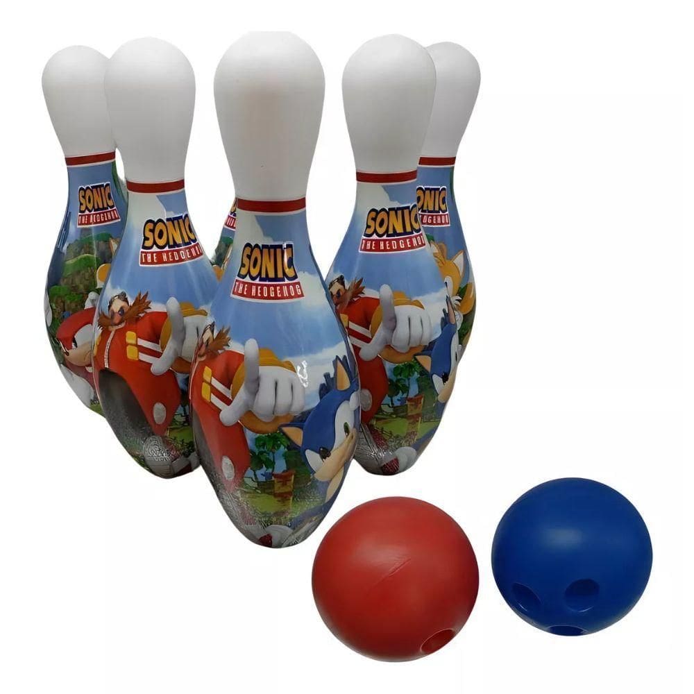 Jogo de Boliche Sonic com 6 Pinos e 2 Bolinhas 3573 - Lider