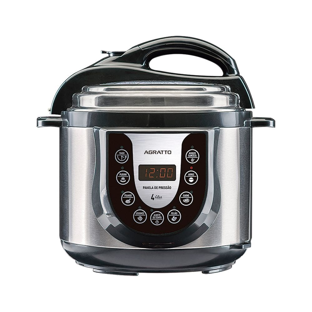 Panela de Pressão Elétrica Digital 4 Litros 110V Timer Multifuncional Feijão Sopa Carne Agratto 127V