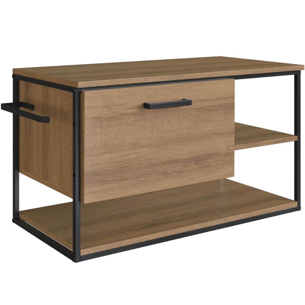 Gabinete Suspenso para Banheiro 80cm Preto e Mel Estilo Industrial sem Cuba Placa e Ponto