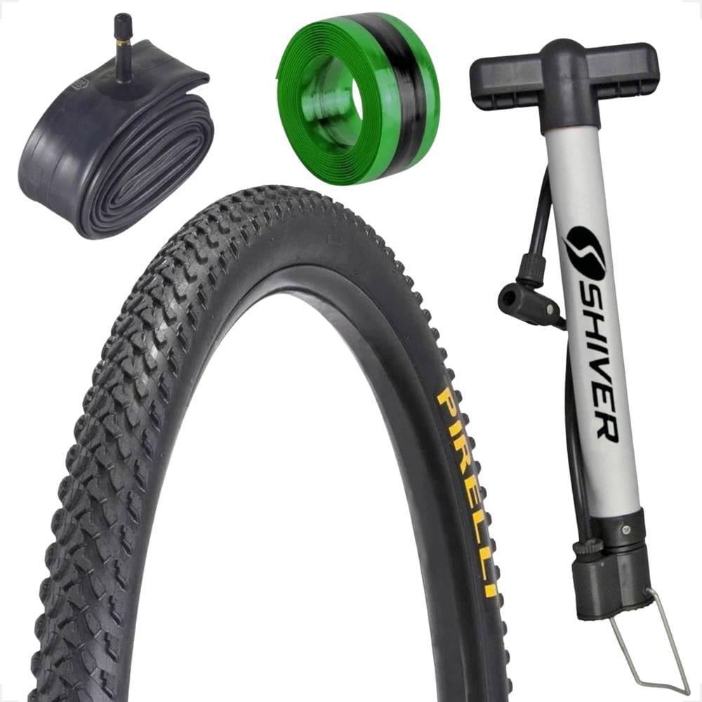 Kit Pneu Pirelli Scorpion aro 26 x 2.0 MTB Cravudo + Camara + Bomba Shiver + fita anti furo tectire