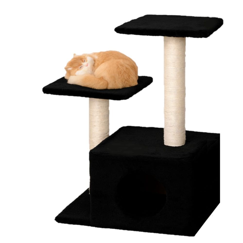 Arranhador Gato Compacto Com Toca E Poste Sisal Preto