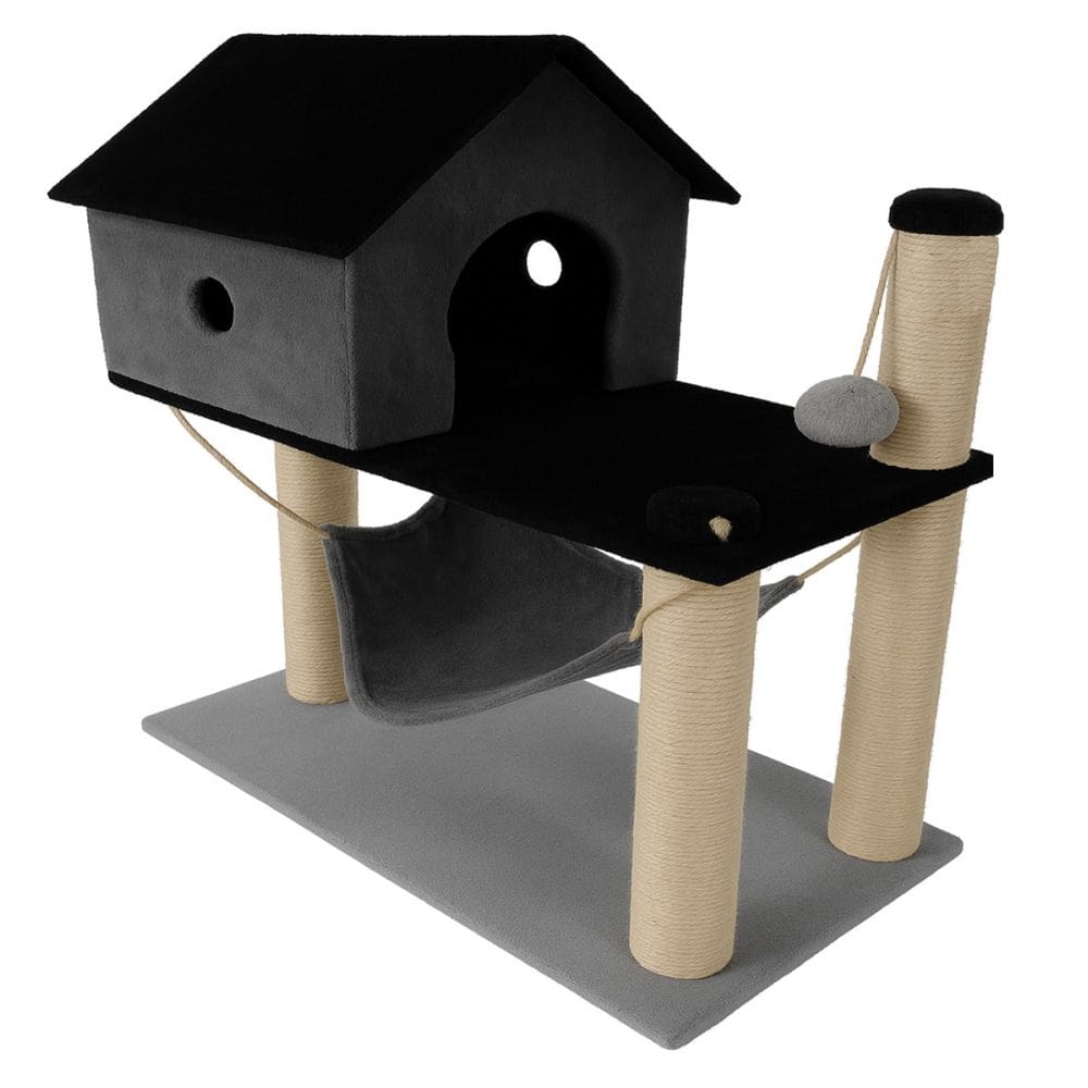 Casinha Gato Arranhador Sisal Rede Brinquedo Luxo