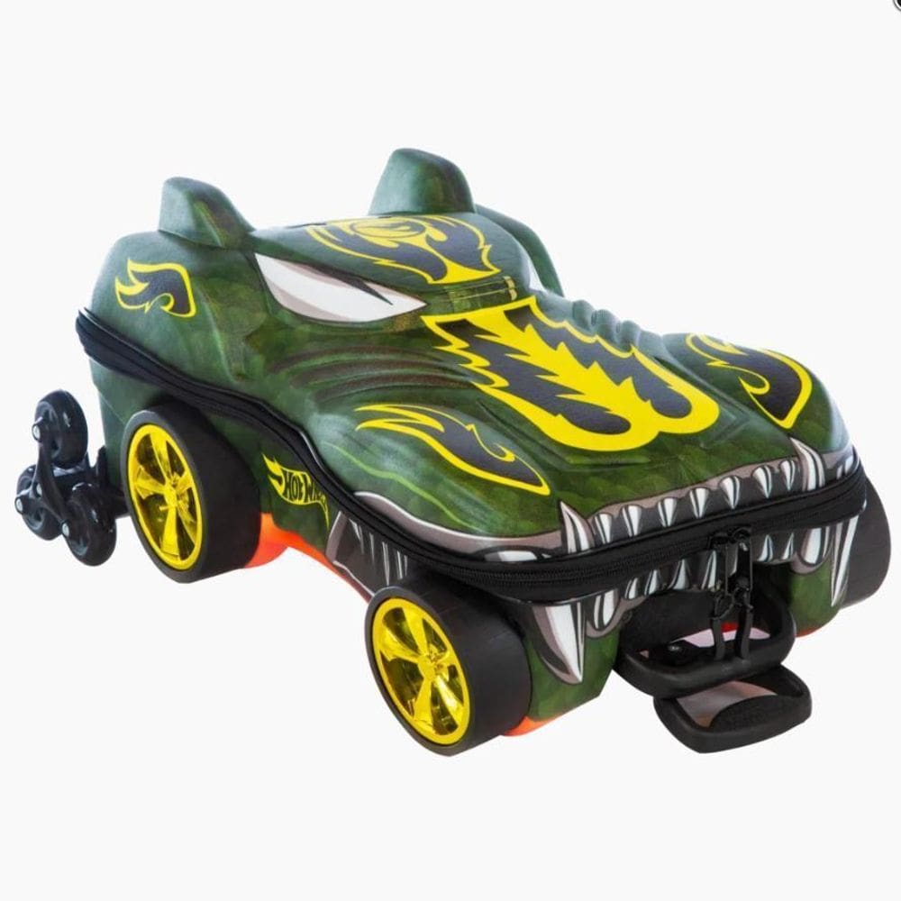 Mochila De Rodinhas 3D Maxtoy Hot Wheels Howlin Heat Verde