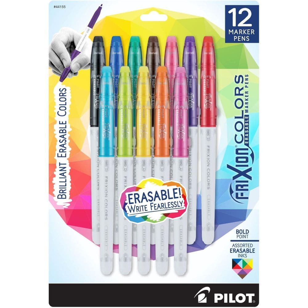 Canetas marcadoras Pilot FriXion Colors, apagáveis, Bold Point, pacote com 12