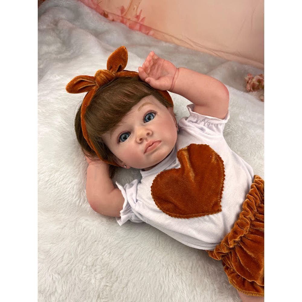Bebê Reborn Menina Corpo de Tecido Macio Realista Acessórios