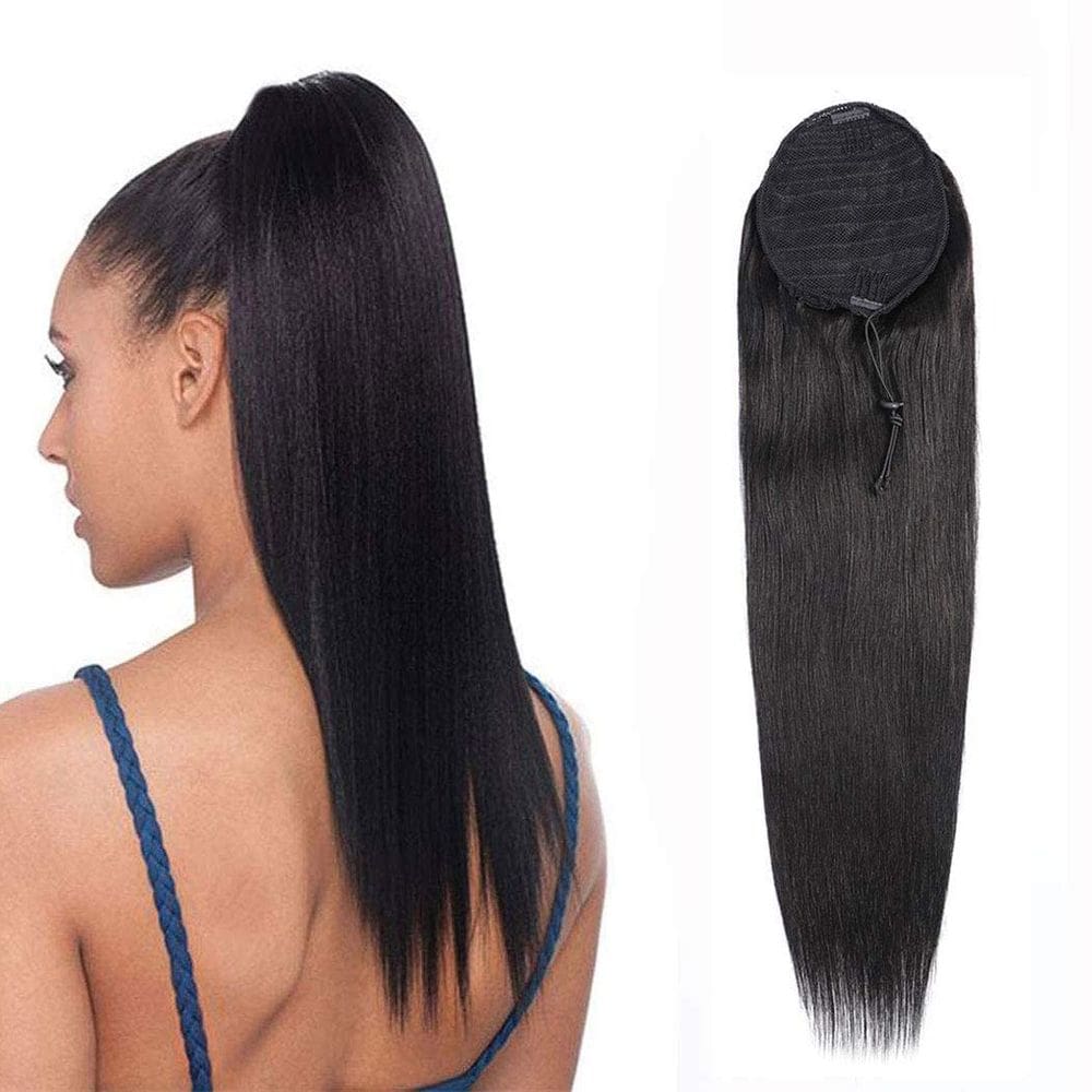 Extensão de cabelo com rabo de cavalo Annora Afro Straight Human Hair 16"