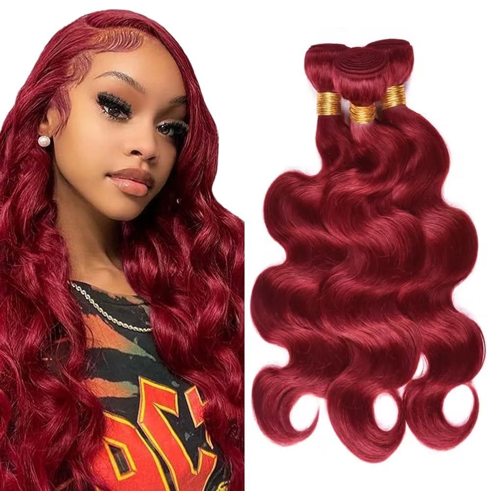 Pacotes de cabelo LadrxADR Burgundy Body Wave 99J 50cm 3 pacotes