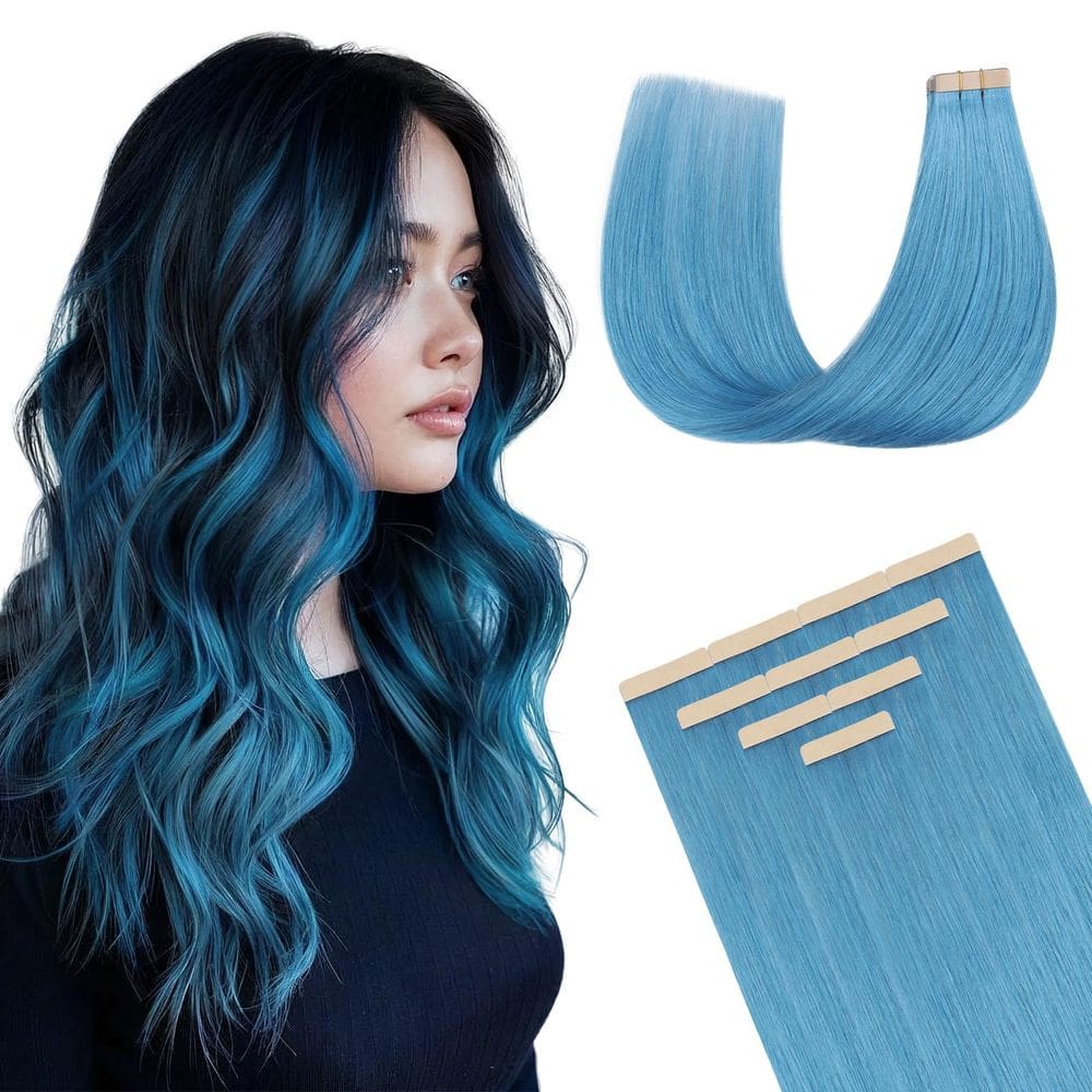 Extensões de cabelo DOORES Turquoise Tape em linha reta 30g 22in