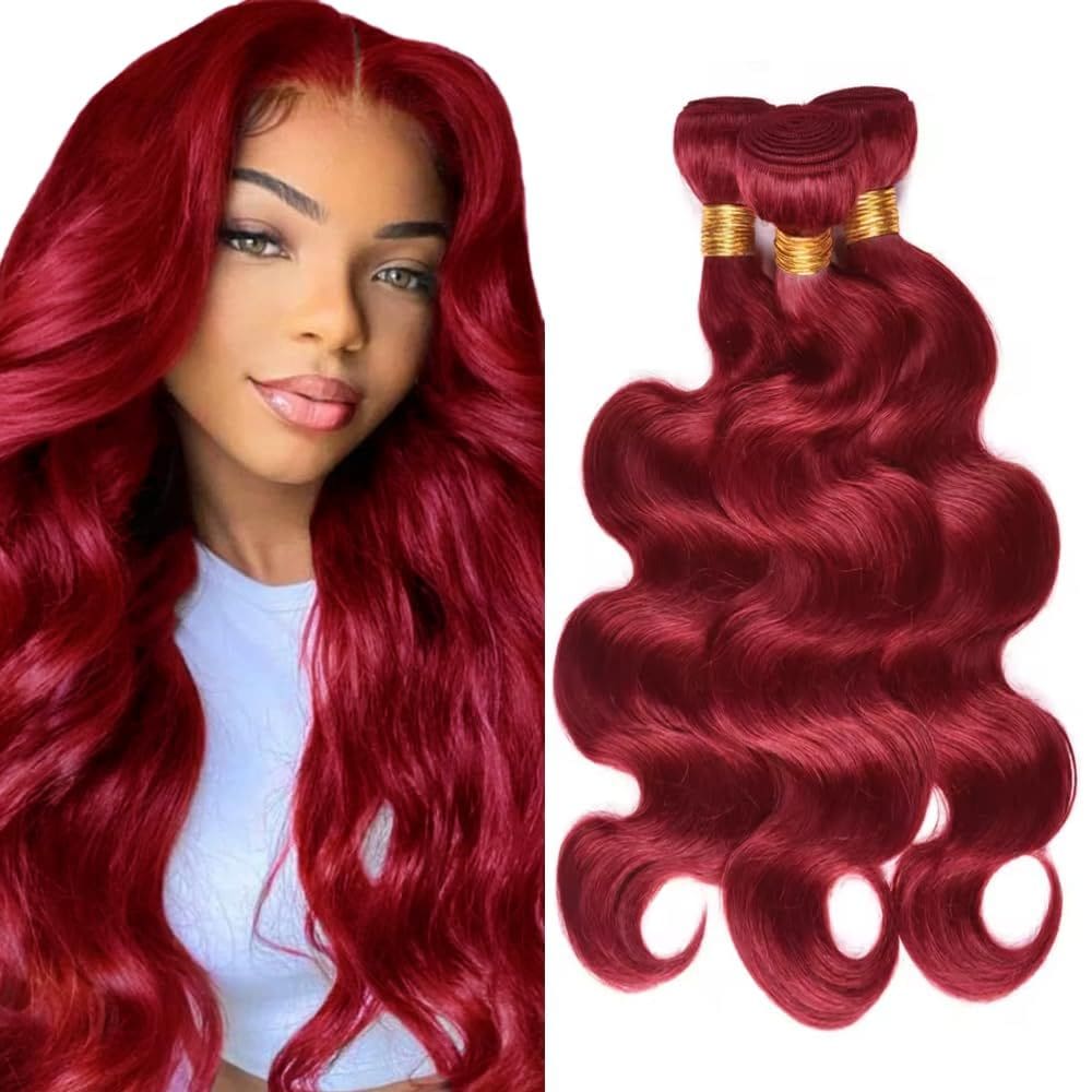 Pacotes de cabelo LadrxADR Burgundy Body Wave 20cm 22cm 24cm 300g