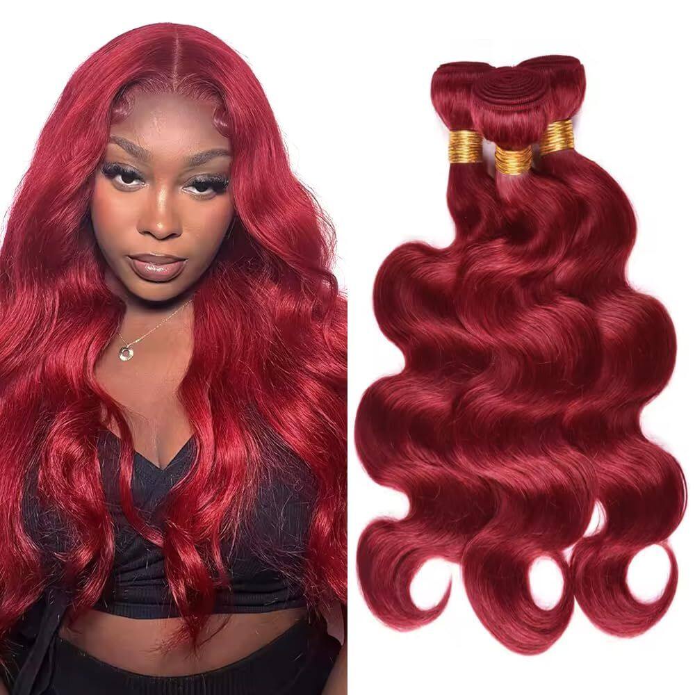 Pacotes de cabelo LadrxADR Burgundy 99J Body Wave 40cm 3x 100g