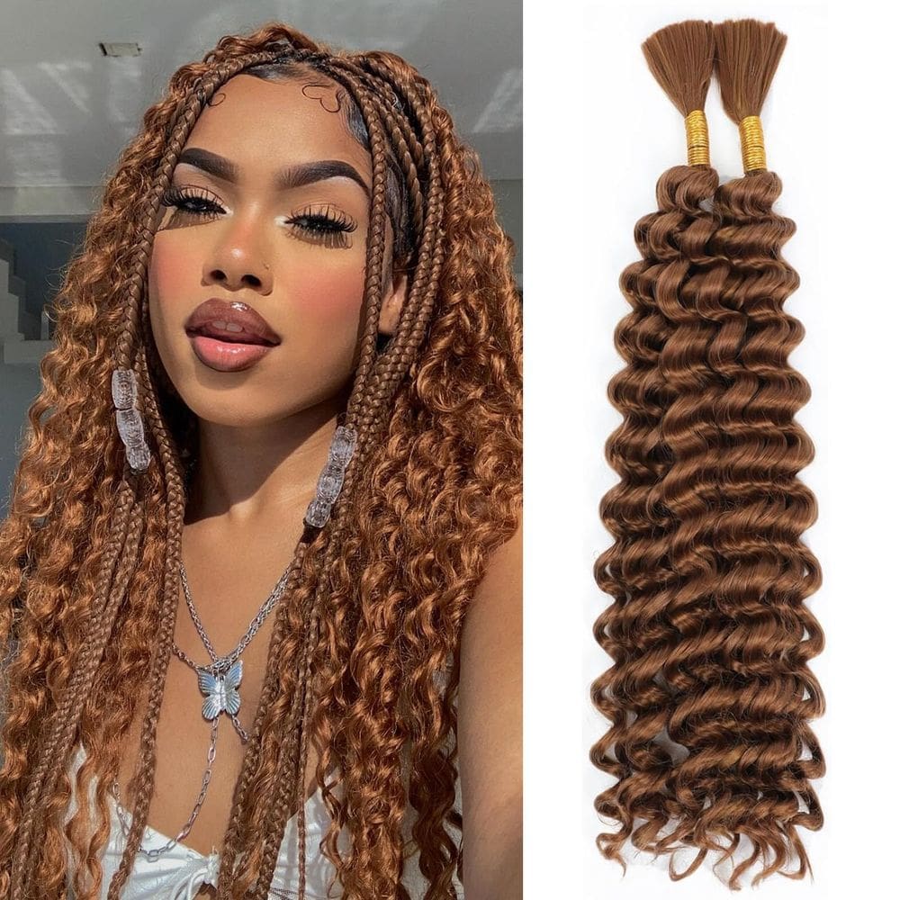 Cabelo trançado LYISKB Brown Deep Wave 100g 50cm 100% brasileiro
