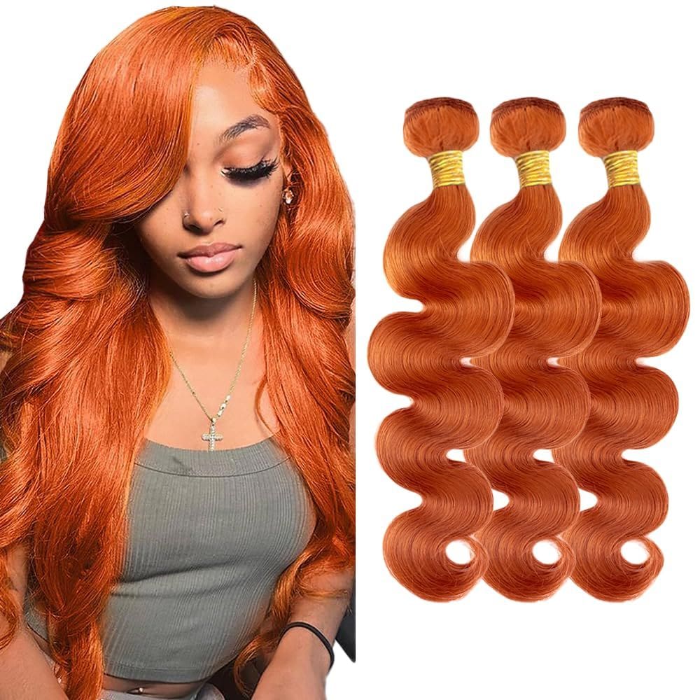 Pacotes de cabelo LadrxADR Orange Ginger Body Wave 45-55cm 3x100g