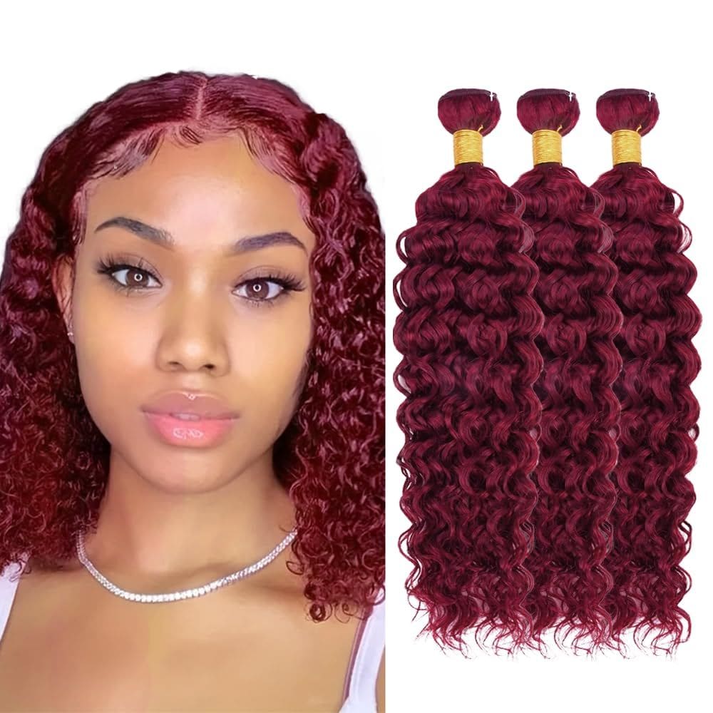 Pacotes de cabelo LadrxADR Burgundy Water Wave 99J 30cm 3x30cm