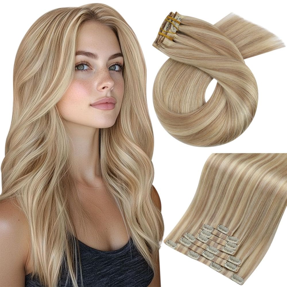 Clipe sem costura em extensões de cabelo Moresoo Dark Ash Blonde