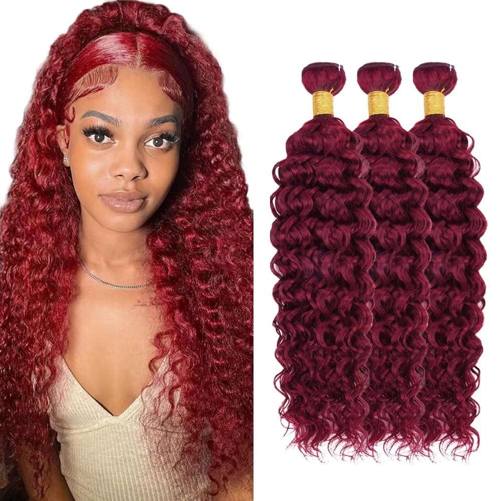 Pacotes de cabelo LadrxADR Burgundy Water Wave 99J Red 35cm